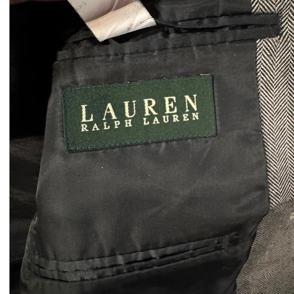 Lauren Ralph Lauren Herringbone Blazer Sport Coat Men's 50L Long‎ Polyester Gray